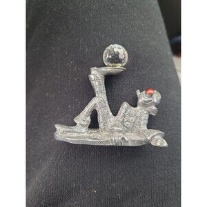 Pewter clown with crystal